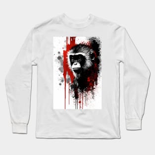 Capuchin Monkey Ink Painting Long Sleeve T-Shirt